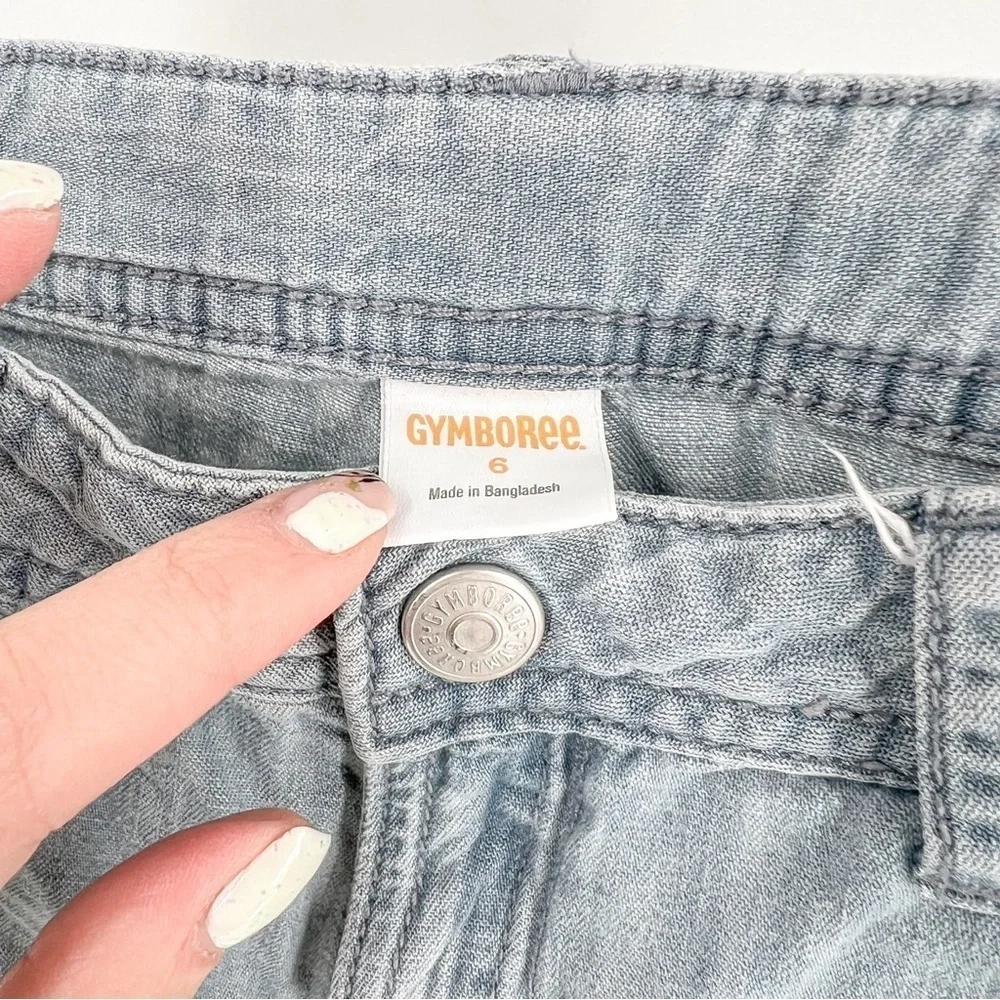 Gymboree Embroidered Heart Flower Snail Chambray Blue Jeans Girls